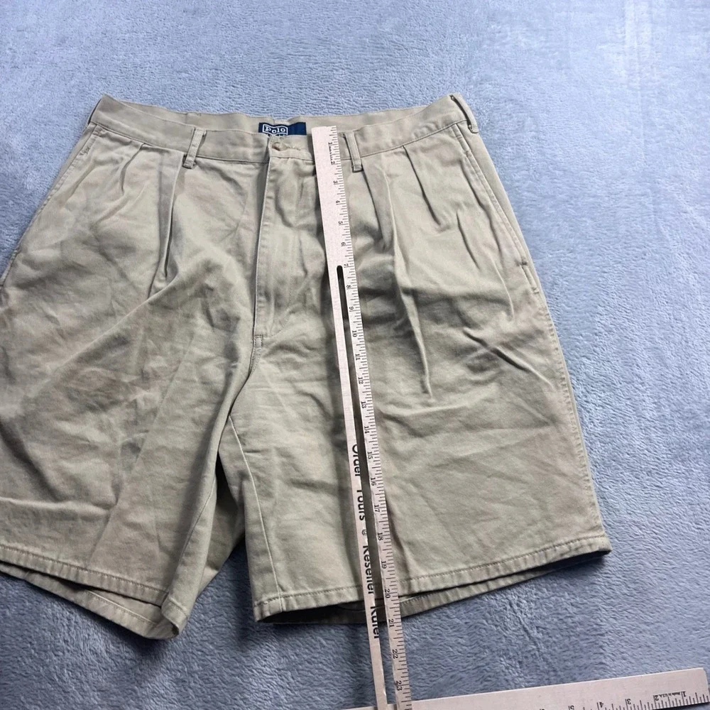 Polo Ralph Lauren Mens 36 Khaki Pleated Chino Shorts Tan 100% Cotton 7 In Inseam